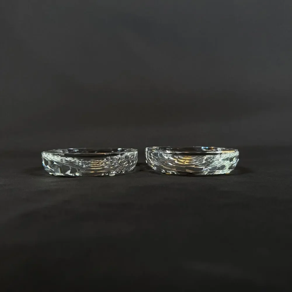 Lot of 2 Oleg Cassini Saks Fifth Avenue Crystal Glass Oval SOAP Dish 4.5